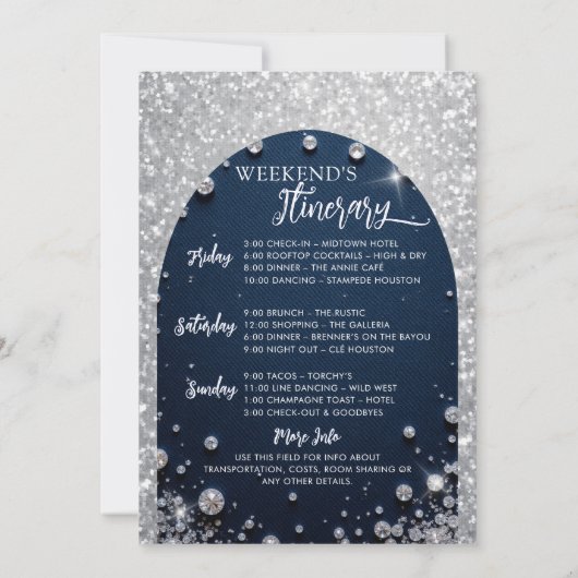 Denim Diamonds Last Rodeo Glam Arch Bachelorette 招待状 (裏面)