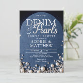 Denim Diamonds Pearls Arch Coed Blue Couple Shower 招待状 (スタンド正面)