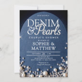 Denim Diamonds Pearls Arch Coed Chic Couple Shower 招待状 (正面)