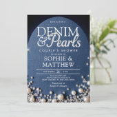 Denim Diamonds Pearls Arch Coed Chic Couple Shower 招待状 (スタンド正面)