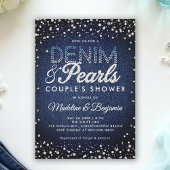 Denim Diamonds Pearls Blue Modern Couple Shower 招待状