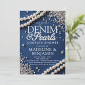 Denim Diamonds Pearls Elegant Type Couple Shower 招待状 (スタンド正面)