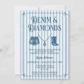 Denim Diamonds Preppy Coastal Cowgirl Stripe Bow 招待状 (正面)