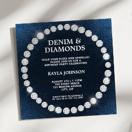 Denim Diamonds Square Halo Birthday Party 招待状