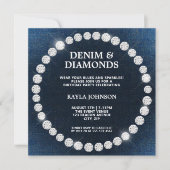 Denim Diamonds Square Halo Birthday Party 招待状 (正面)
