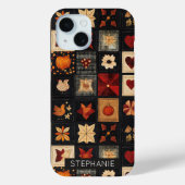 Denim Folk Art Quilt Pattern | Rustic Autumn Patch Case-Mate iPhoneケース (裏面)