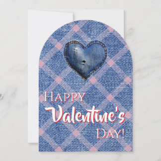 Denim Heart Valentine's Day Plaid Friendship  招待状