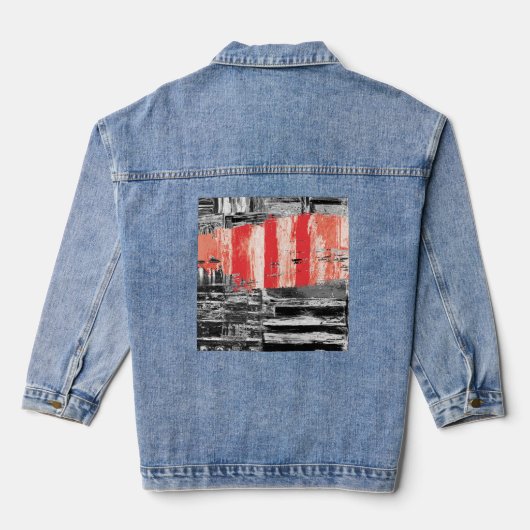 Denim Jacket – Red Pulse Abstract Design デニムジャケット (裏面)