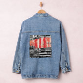 Denim Jacket – Red Pulse Abstract Design デニムジャケット (ハンガー)