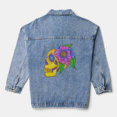 Denim Jacket With Abstract Skull and Flower Art デニムジャケット (裏面)
