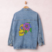 Denim Jacket With Abstract Skull and Flower Art デニムジャケット (ハンガー)