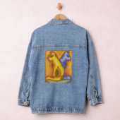 Denim Jacket With Floral Cats Pencil Art デニムジャケット (ハンガー)