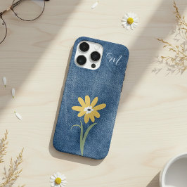Denim Look Daisy Monogram Case-Mate iPhone Case iPhone 16 Pro Maxケース