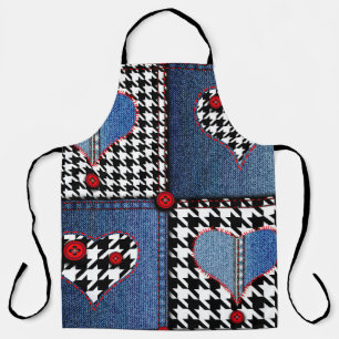 Denim Patchwork:シームレスなファブリックパターン エプロン