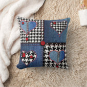 Denim Patchwork：シームレスなファブリックパターン クッション (ブランケット)