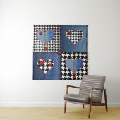 Denim Patchwork:シームレスなファブリックパターン タペストリー (インサイチュ)