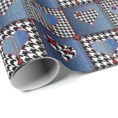 Denim Patchwork：シームレスなファブリックパターン ラッピングペーパー (ロールコーナー)