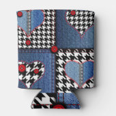 Denim Patchwork:シームレスなファブリックパターン 缶クーラー (裏面)