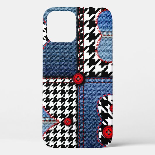 Denim Patchwork：シームレスなファブリックパターン Case-Mate iPhoneケース (裏面)