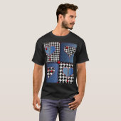 Denim Patchwork：シームレスなファブリックパターン Tシャツ (正面フル)