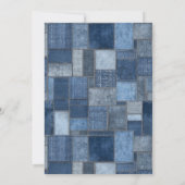 Denim Patchwork Bear Boy Blue Jean Baby Shower 招待状 (裏面)