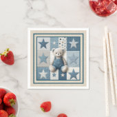 Denim Patchwork Bear Napkins スタンダードカクテルナプキン (インサイチュ)