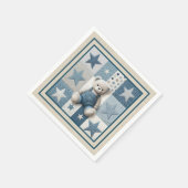 Denim Patchwork Bear Napkins スタンダードカクテルナプキン (角)