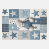 Denim Patchwork Bear Napkins ラッピングペーパーシート (正面3)
