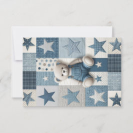 Denim Patchwork Bear Thank You Card サンキューカード