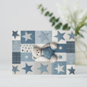 Denim Patchwork Bear Thank You Card サンキューカード (スタンド正面)