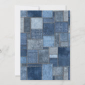 Denim Patchwork Bear Toy Blue Jean Baby Shower 招待状 (裏面)