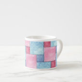 Denim Patchwork Espresso Mug、ピンクス、ブルース エスプレッソカップ (正面右)