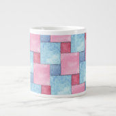 Denim Patchwork Jumbo Mug, Pinks, Blues ジャンボコーヒーマグカップ (正面)