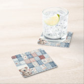 Denim Patchwork Koala - Square Paper Coaster スクエアペーパーコースター (インサイチュ)