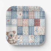 Denim Patchwork Koala - Square Paper Plate ペーパープレート (正面)