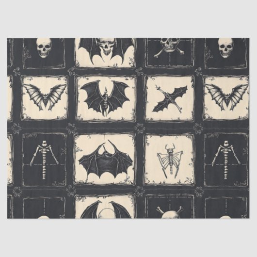 Denim Quilt with Bats and Skeletons 薄葉紙 (正面)