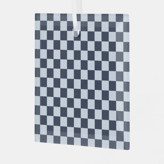 Denim rinse checkerboard pattern ガラスオーナメント (正面左)