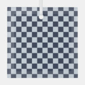 Denim rinse checkerboard pattern ガラスオーナメント (正面)