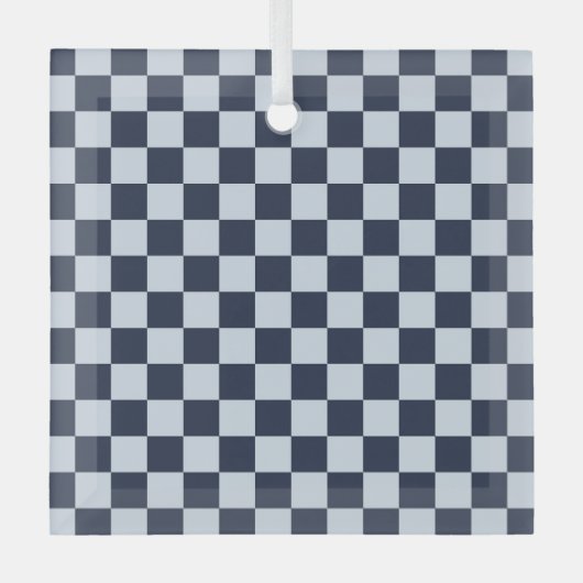 Denim rinse checkerboard pattern ガラスオーナメント (正面)