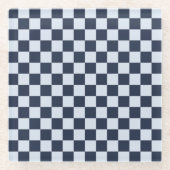 Denim rinse checkerboard pattern ガラスコースター (正面)