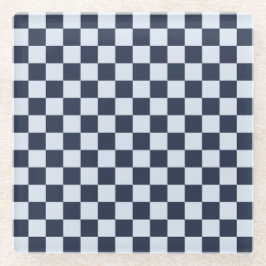 Denim rinse checkerboard pattern ガラスコースター