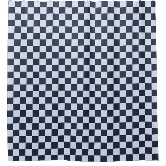 Denim rinse checkerboard pattern シャワーカーテン (正面)