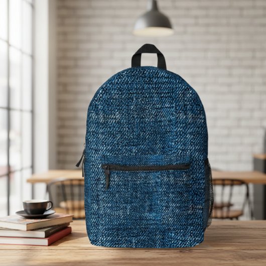Denim Style Backpack with Unique Print プリントバックパック