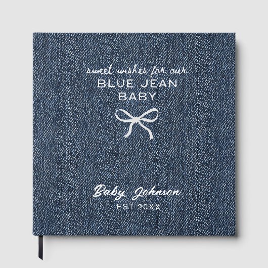 Denim Style Blue Jean Baby Shower Guestbook, Best  ゲストブック (正面)