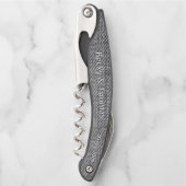 Denim Texture Bride Groom Black and White ソムリエナイフ (正面)