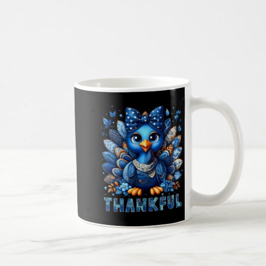 Denim Thankful Turkey Grandma Mama Mom Give Thanks コーヒーマグカップ (右)