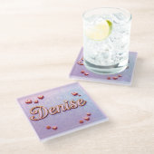 Denise Lavender Gradient Square Glass Coaster  ガラスコースター (アングル)