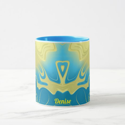 DENISE to Zany 3D Fractal to Yellow Blue 3D マグカップ (中央)