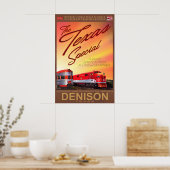 Denison Texas Special Retro Train Poster MKT Katy ポスター (キッチン)