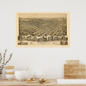 Denison, TXパノラママップ – 1891 ポスター (キッチン)